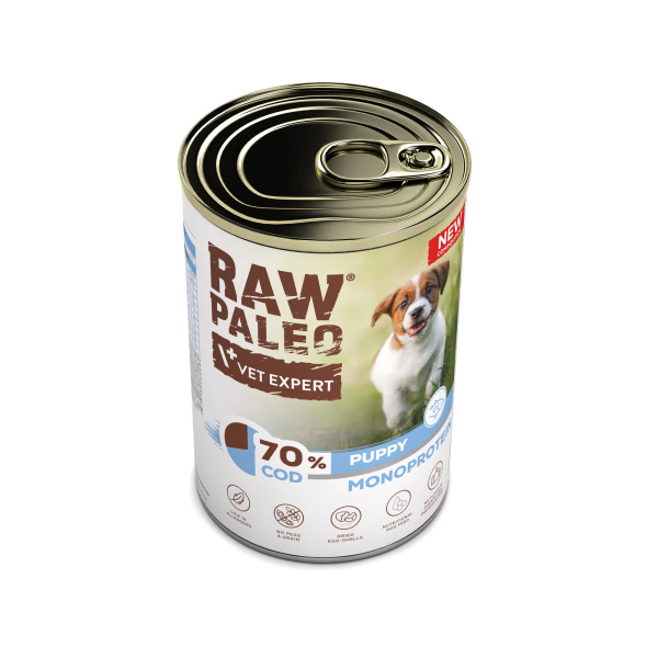 RAW PALEO PUPPY COD 12x400g - mokra karma dla szczeniąt monoproteina z dorszem