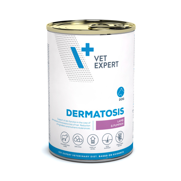 VET EXPERT DERMATOSIS DOG LAMB&PUMPKIN 400g - mokra karma weterynaryjna dla psów