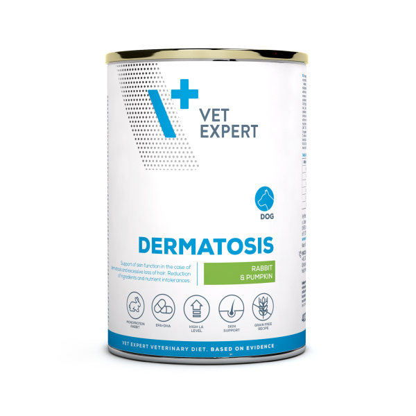 VET EXPERT DERMATOSIS RABBIT&PUMPKIN 400g  - mokra karma weterynaryjna dla psów