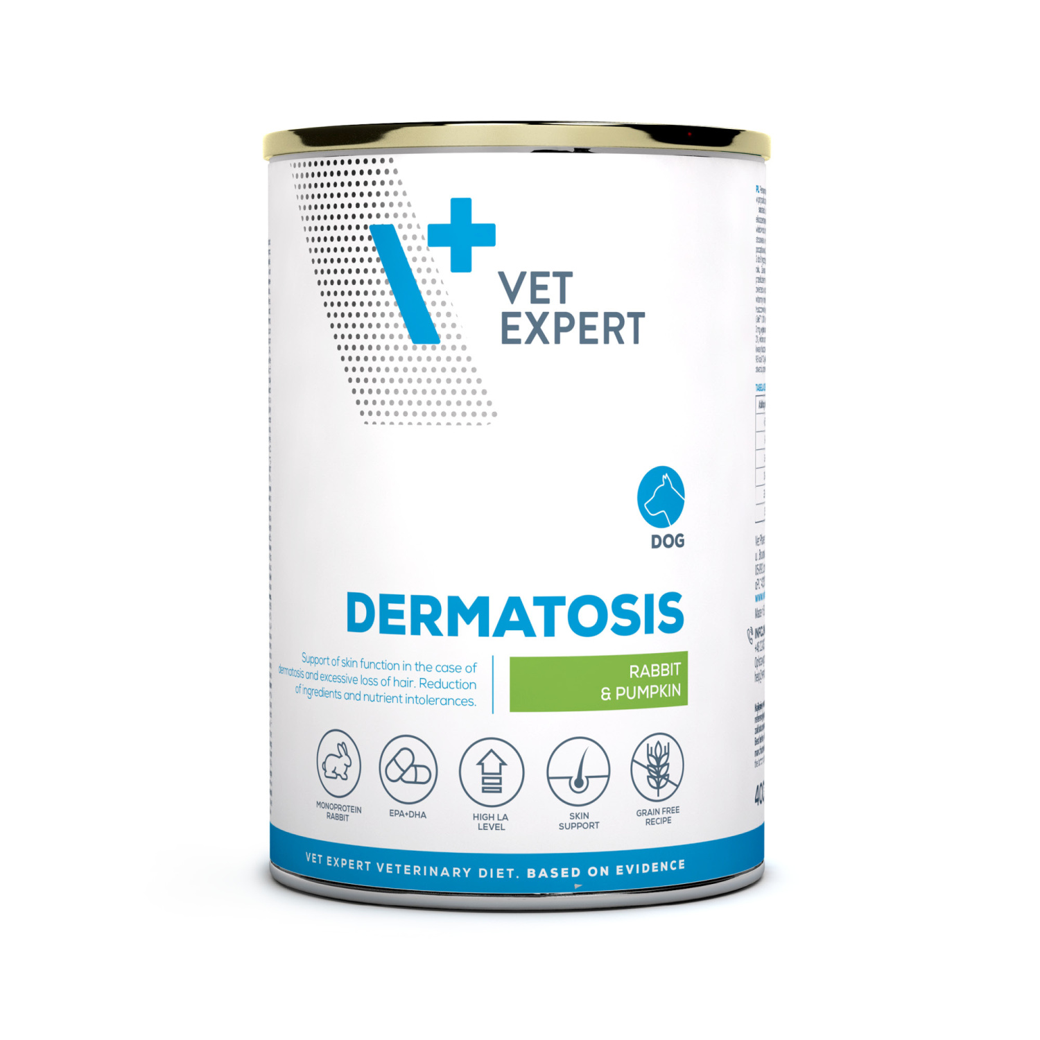 VET EXPERT DERMATOSIS RABBIT&PUMPKIN 400g  - mokra karma weterynaryjna dla psów