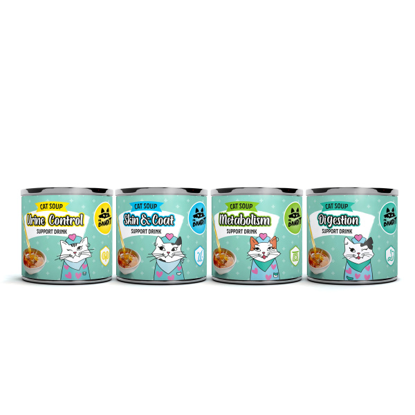 MR. BANDIT SUPPORT DRINK FOR CATS - zestaw 4 nawadniających napojów funkcjonalnych dla kota