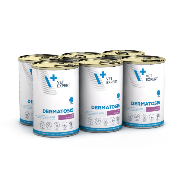 VET EXPERT DERMATOSIS DOG LAMB&PUMPKIN 6x400g - mokra karma weterynaryjna dla psów