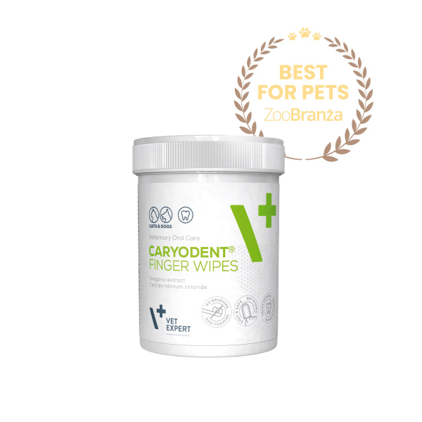 VET EXPERT CARYODENT® zestaw FINGER WIPES i PROLIQUA - czyściki i płyn do higieny jamy ustnej psa i kota