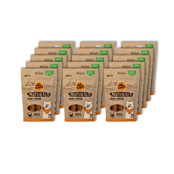 MR. BANDIT NATURALS 15x80g - paski z indyka 100% mięsa 100% mięsa