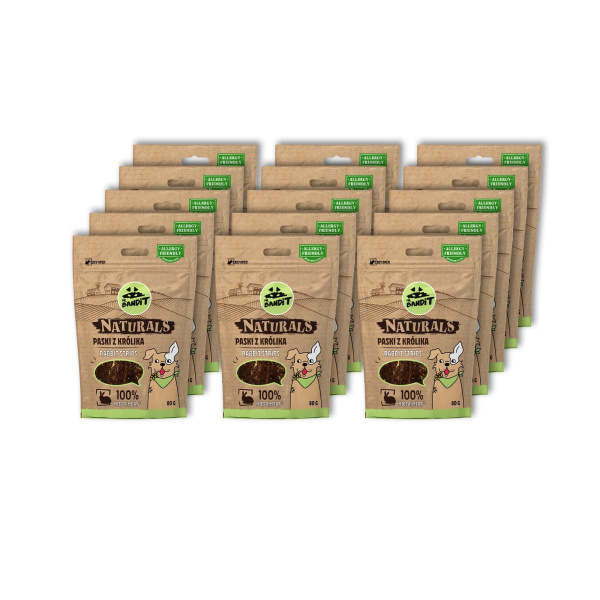 MR. BANDIT NATURALS 15x80g - paski z królika 100% mięsa