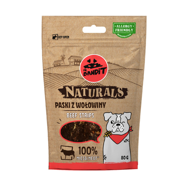 MR. BANDIT NATURALS 15x80g - paski z wołowiny 100% mięsa