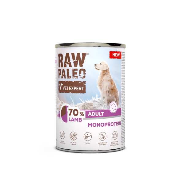 RAW PALEO ADULT DOG LAMB 400g - mokra karma dla psów dorosłych monoproteina z jagnięciną