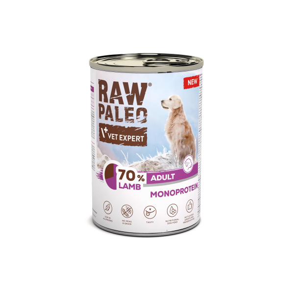 RAW PALEO ADULT DOG LAMB 6x400g - mokra karma dla psów dorosłych monoproteina z jagnięciną
