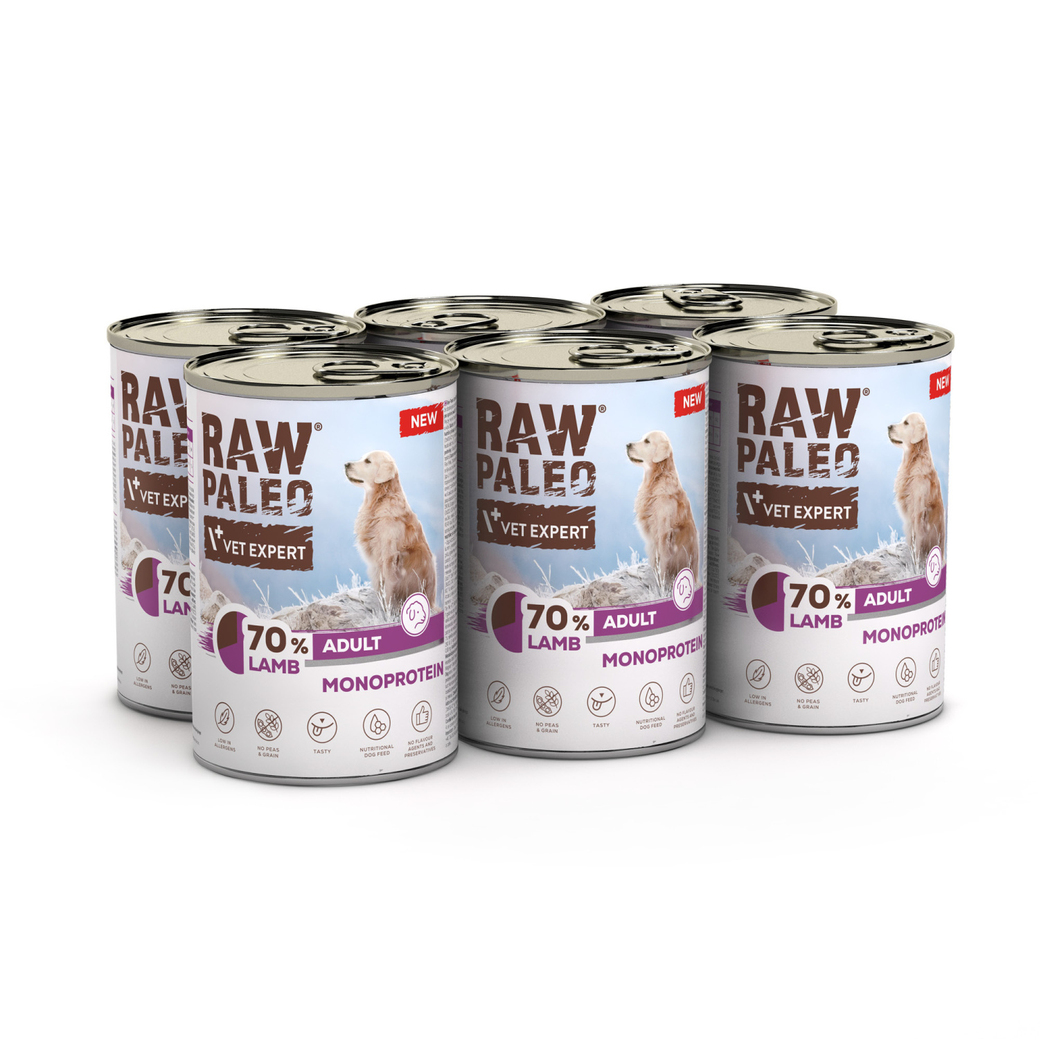 RAW PALEO ADULT DOG LAMB 6x400g - mokra karma dla psów dorosłych monoproteina z jagnięciną