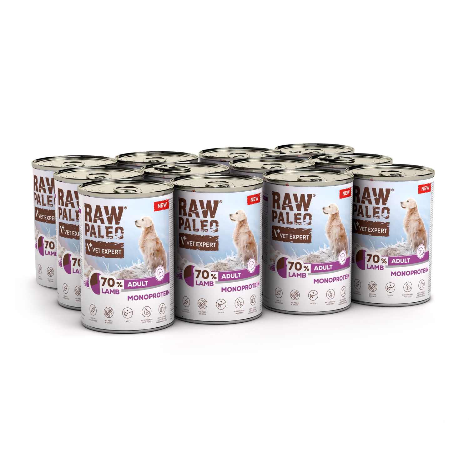 RAW PALEO ADULT DOG LAMB 12x400g - mokra karma dla psów dorosłych monoproteina z jagnięciną