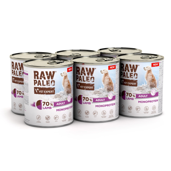 RAW PALEO ADULT DOG LAMB 6x800g - mokra karma dla psów dorosłych monoproteina z jagnięciną