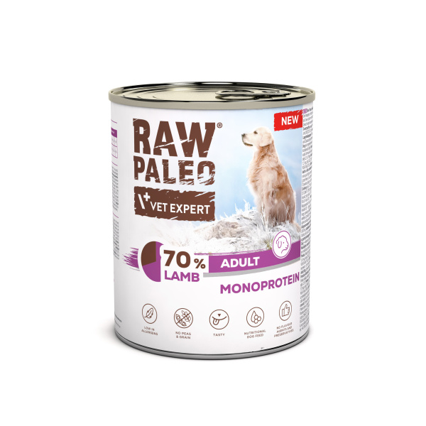 RAW PALEO ADULT DOG LAMB 12x800g - mokra karma dla psów dorosłych monoproteina z jagnięciną