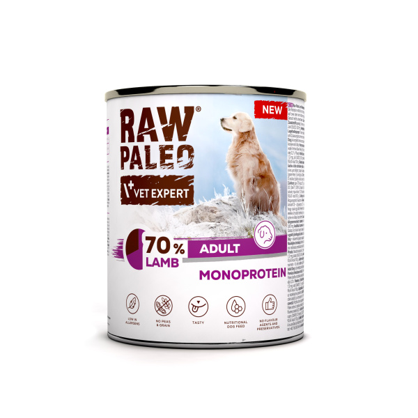 RAW PALEO ADULT DOG LAMB 12x800g - mokra karma dla psów dorosłych monoproteina z jagnięciną
