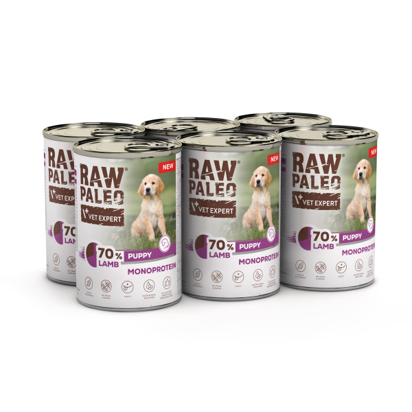 RAW PALEO PUPPY LAMB 6x400g - mokra karma dla szczeniąt monoproteina z jagnięciną