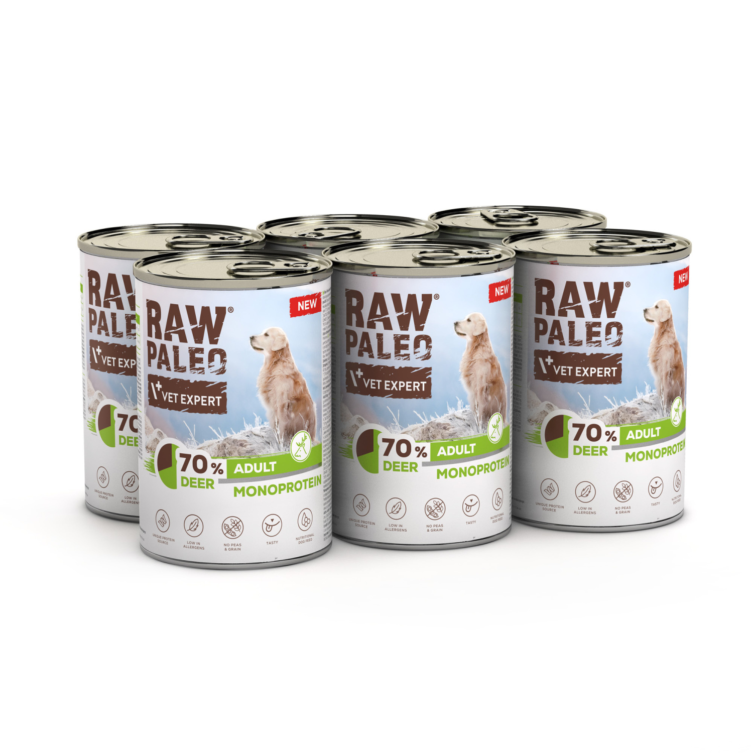 RAW PALEO ADULT DOG DEER 6x400g - mokra karma dla psów dorosłych monoproteina z mięsem jelenia