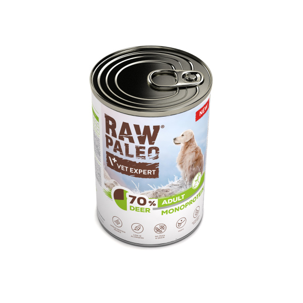 RAW PALEO ADULT DOG DEER 12x400g - mokra karma dla psów dorosłych monoproteina z mięsem jelenia