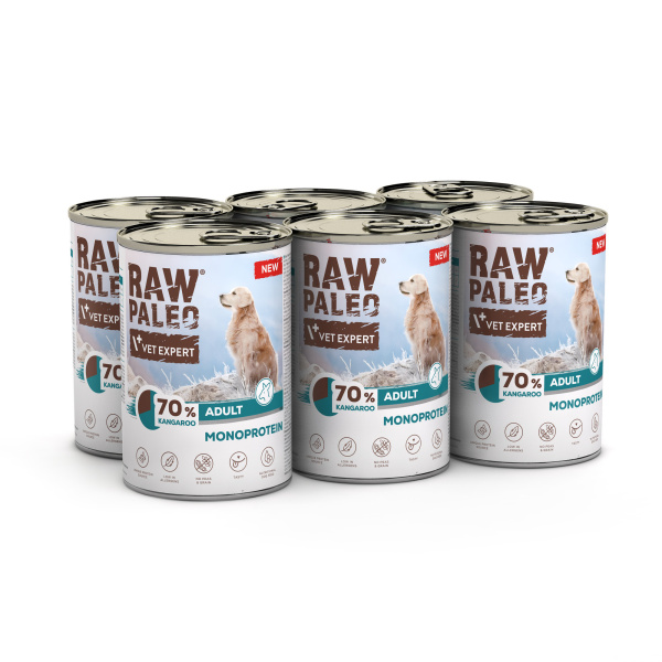 RAW PALEO ADULT DOG KANGAROO 6x400g - mokra karma dla psów dorosłych monoproteina z mięsem kangura