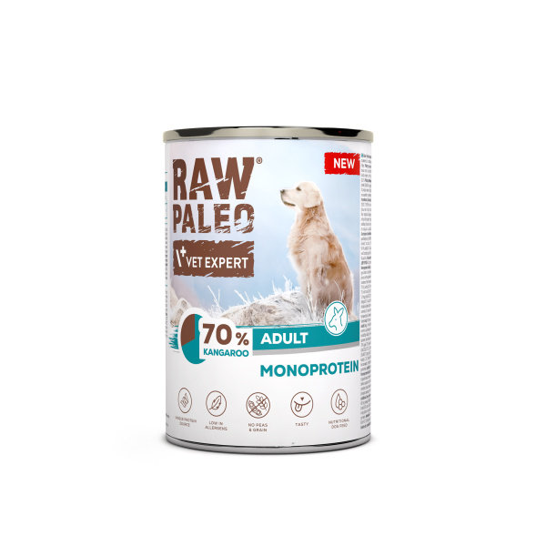 RAW PALEO ADULT DOG KANGAROO 12x400g - mokra karma dla psów dorosłych monoproteina z mięsem kangura