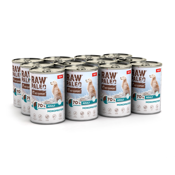 RAW PALEO ADULT DOG KANGAROO 12x400g - mokra karma dla psów dorosłych monoproteina z mięsem kangura