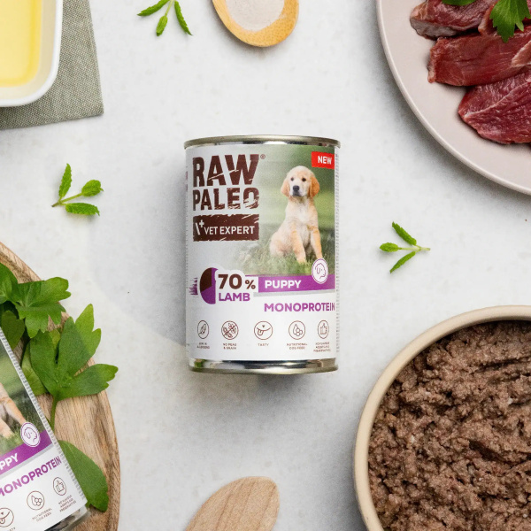 RAW PALEO PUPPY LAMB 400g - mokra karma dla szczeniąt monoproteina z jagnięciną