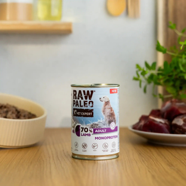 RAW PALEO ADULT DOG LAMB 12x400g - mokra karma dla psów dorosłych monoproteina z jagnięciną