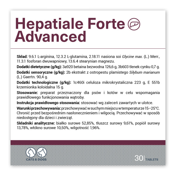 VET EXPERT HEPATIALE FORTE ADVANCED - preparat wspomagający funkcje wątroby dla psów i kotów