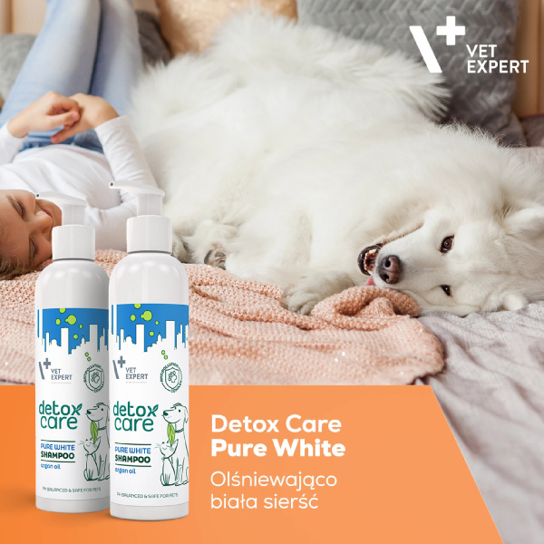 VET EXPERT Detox Care Pure White - zestaw podkreślający biały kolor sierści - szampon i odżywka