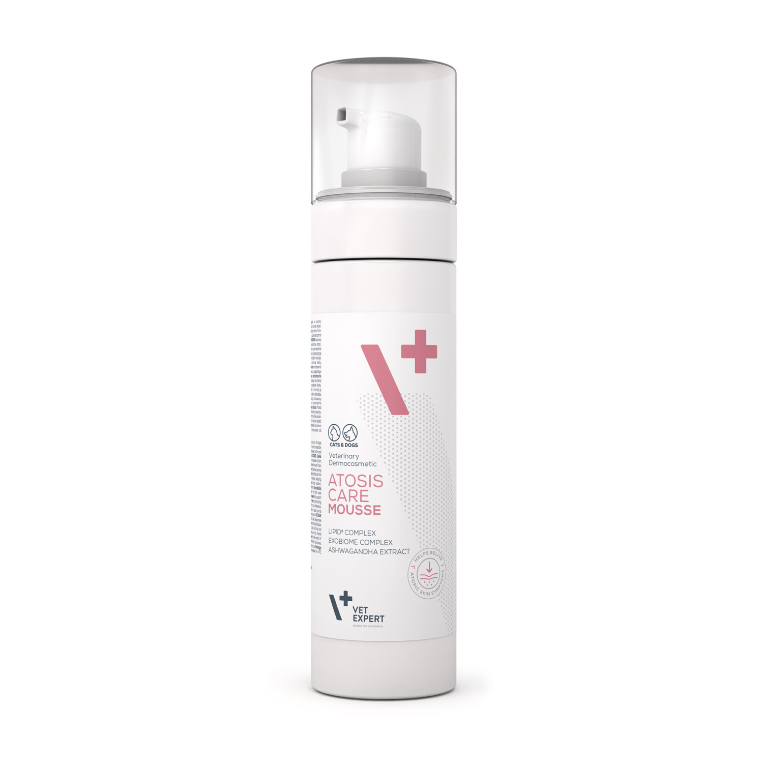 VET EXPERT ATOSIS CARE MOUSSE - szampon w piance do kąpieli na sucho dla psów i kotów ze skórą skłonną do atopii 150 ml