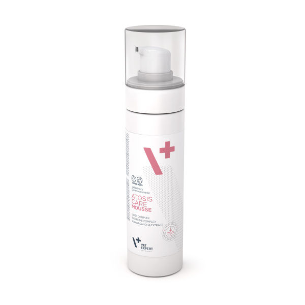 VET EXPERT ATOSIS CARE MOUSSE - szampon w piance do kąpieli na sucho dla psów i kotów ze skórą skłonną do atopii 150 ml