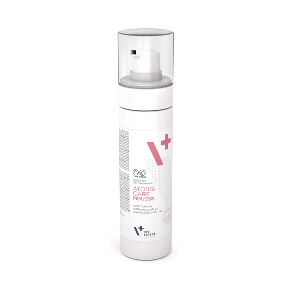 VET EXPERT ATOSIS CARE MOUSSE - szampon w piance do kąpieli na sucho dla psów i kotów ze skórą skłonną do atopii 150 ml