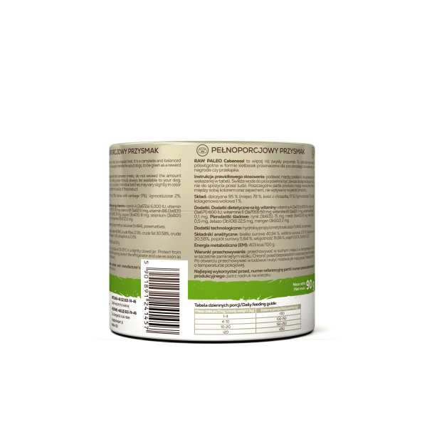 RAW PALEO Cabanossi Game Mini 90g - pełnoporcjowy naturalny przysmak w formie kiełbaski dla psa
