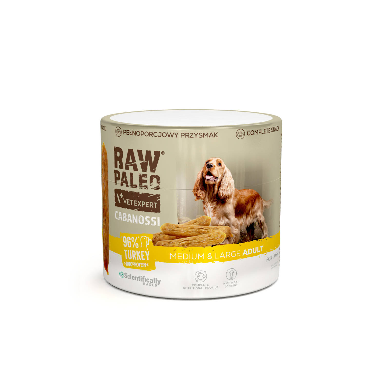 RAW PALEO Cabanossi Turkey Medium Large 90g - pełnoporcjowy naturalny przysmak w formie kiełbaski dla psa