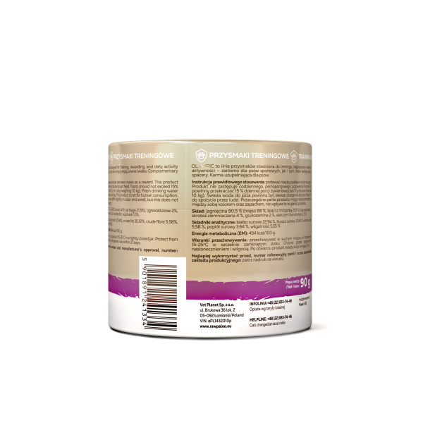 RAW PALEO Olympic Lamb Medium Large 90g - hipoalergiczny monoproteinowy przysmak treningowy dla psa