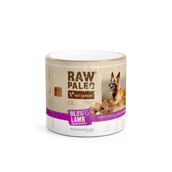 RAW PALEO Olympic Lamb Medium Large 90g - hipoalergiczny monoproteinowy przysmak treningowy dla psa
