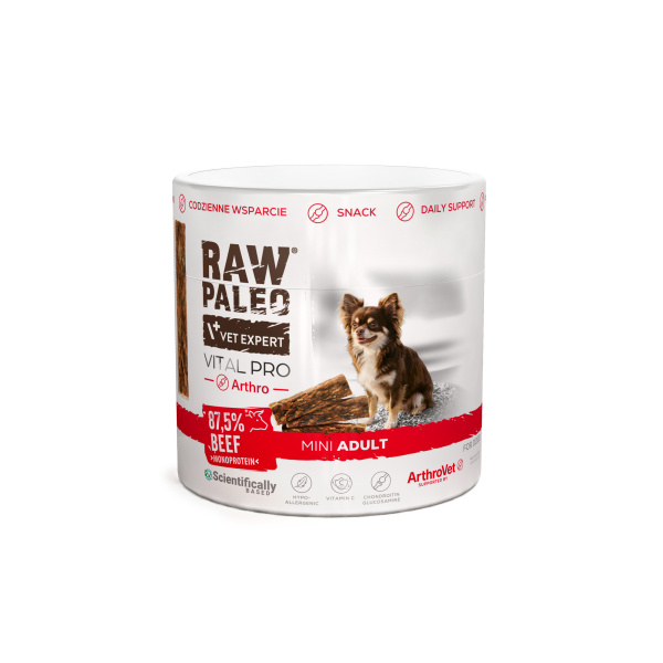 RAW PALEO Vital Pro Arthro Beef Mini 100g - hipoalergiczny monoproteinowy przysmak funkcjonalny - baton dla psa