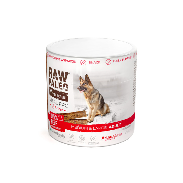 RAW PALEO Vital Pro Arthro Beef Medium Large 100g - hipoalergiczny monoproteinowy przysmak funkcjonalny - baton dla psa