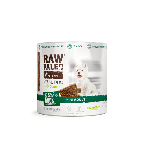 RAW PALEO Vital Pro Dental Duck Mini 100g - hipoalergiczny monoproteinowy przysmak funkcjonalny - baton dla psa