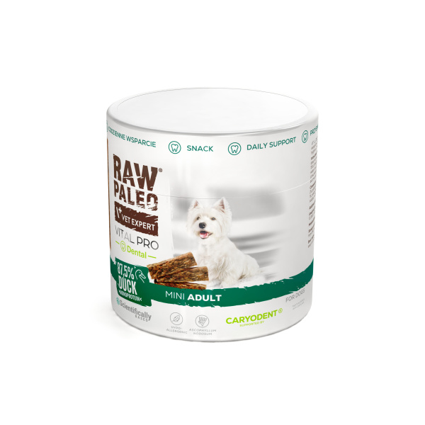 RAW PALEO Vital Pro Dental Duck Mini 100g - hipoalergiczny monoproteinowy przysmak funkcjonalny - baton dla psa