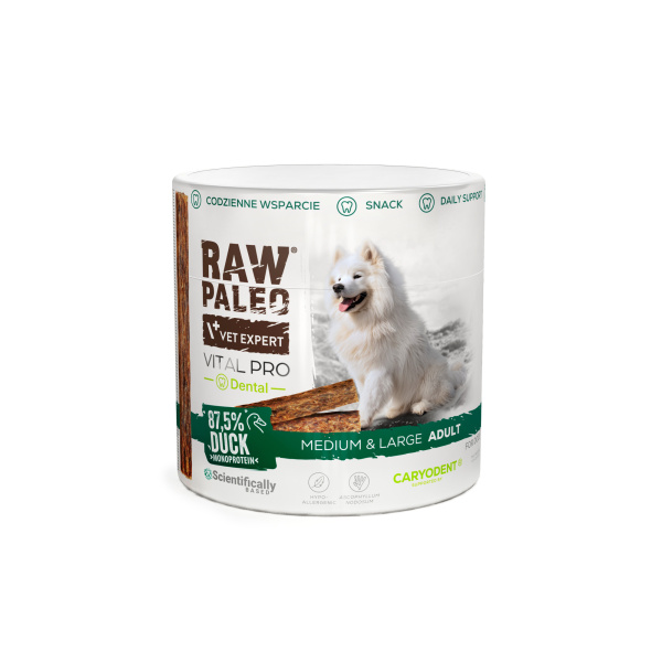 RAW PALEO Vital Pro Dental Duck Medium Large 100g - hipoalergiczny monoproteinowy przysmak funkcjonalny - baton dla psa