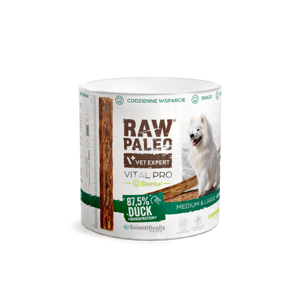 RAW PALEO Vital Pro Dental Duck Medium Large 100g - hipoalergiczny monoproteinowy przysmak funkcjonalny - baton dla psa