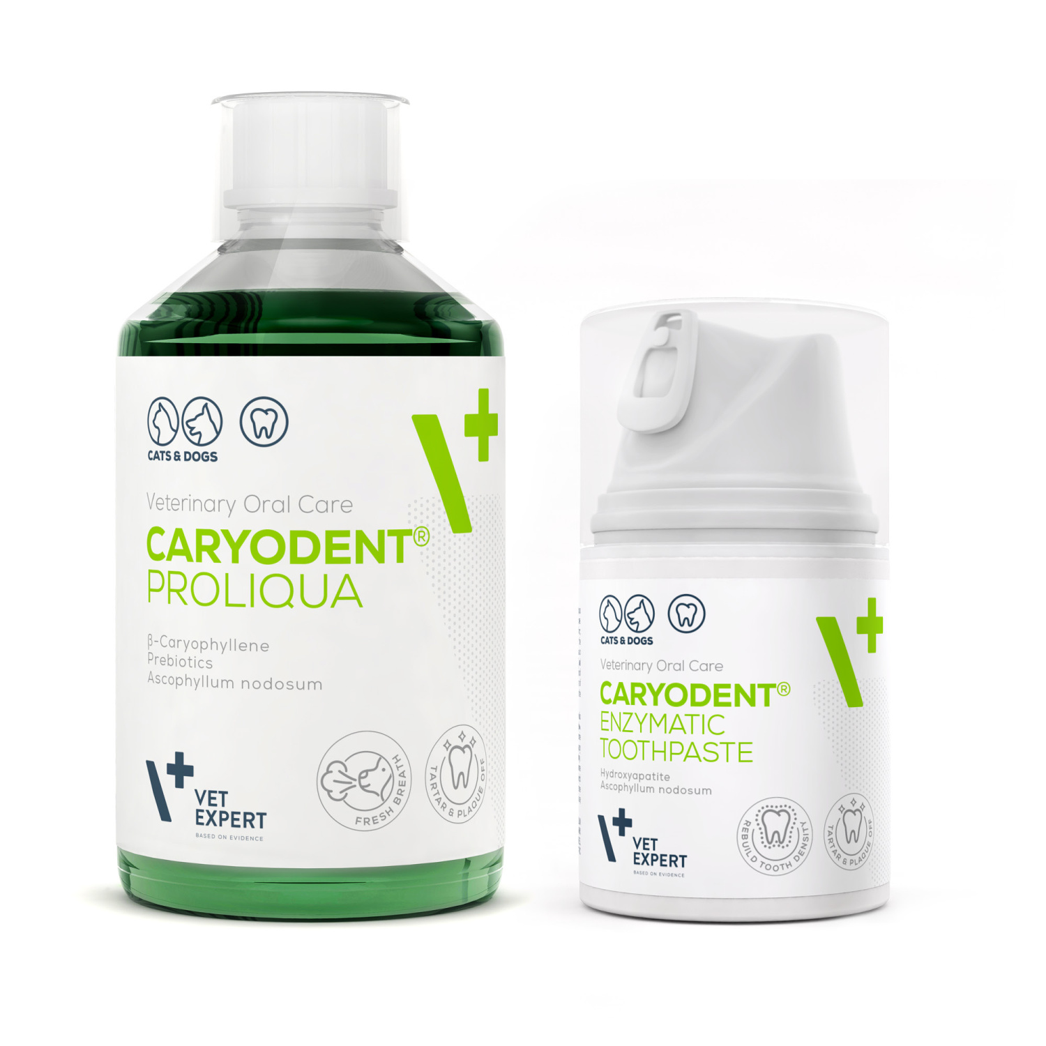 VET EXPERT CARYODENT® zestaw ENZYMATIC TOOTHPASTE i PROLIQUA - pasta do zębów i płyn do higieny jamy ustnej psa i kota