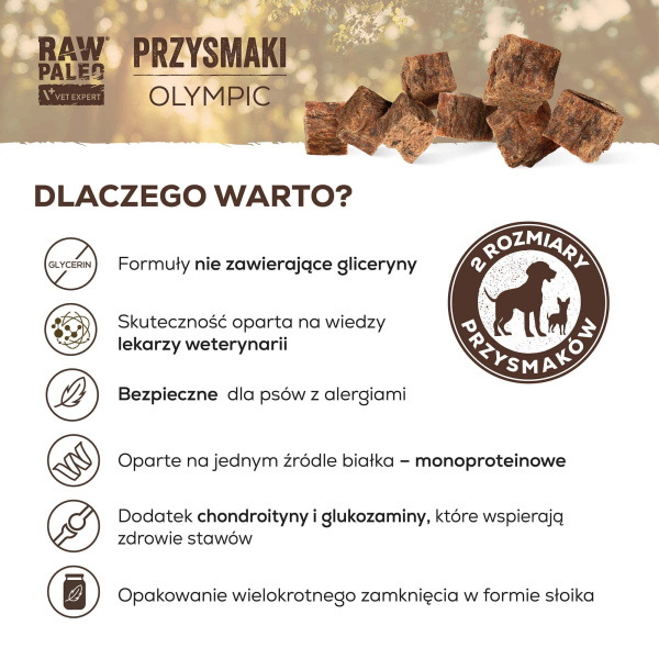 RAW PALEO Olympic Lamb Medium Large 90g - hipoalergiczny monoproteinowy przysmak treningowy dla psa