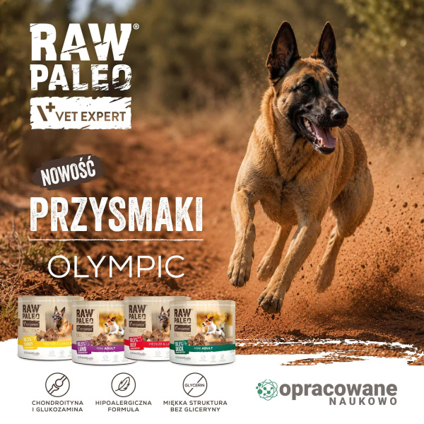 RAW PALEO Olympic Duck Medium Large 90g - hipoalergiczny monoproteinowy przysmak treningowy dla psa