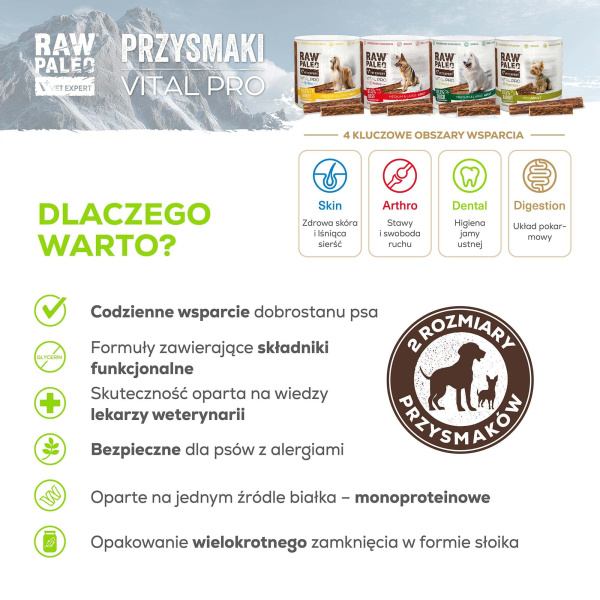 RAW PALEO Vital Pro Arthro Beef Medium Large 100g - hipoalergiczny monoproteinowy przysmak funkcjonalny - baton dla psa
