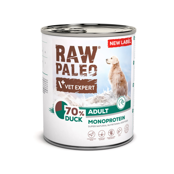 RAW PALEO ADULT DOG DUCK 6x800g - mokra karma dla psów dorosłych monoproteina z kaczką