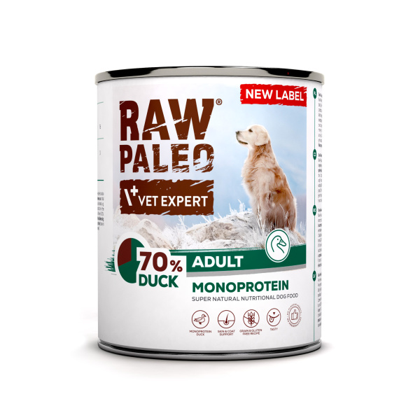 RAW PALEO ADULT DOG DUCK 6x800g - mokra karma dla psów dorosłych monoproteina z kaczką