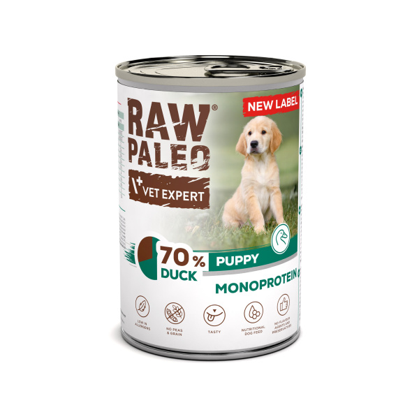 RAW PALEO PUPPY DUCK 12x400g - mokra karma dla szczeniąt monoproteina z kaczką