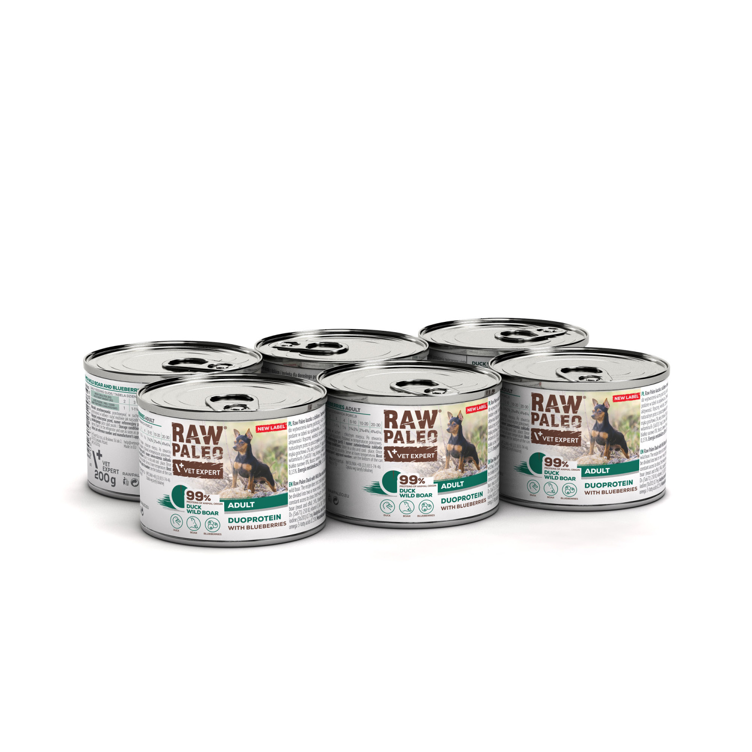 RAW PALEO DUCK&BOAR ADULT CAN 6x200g - mokra karma dla psów dorosłych duoproteina kaczka z dzikiem