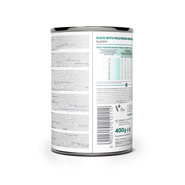 RAW PALEO DUCK&BOAR PUPPY CAN 6x400g - mokra karma dla szczeniąt duoproteina kaczka z dzikiem