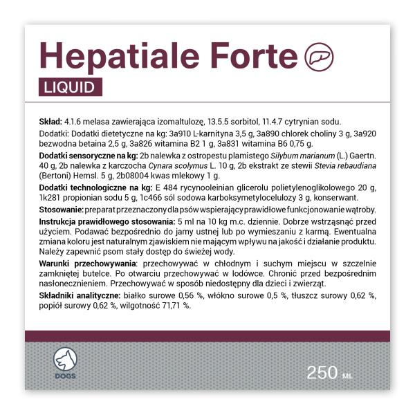 VET EXPERT HEPATIALE FORTE LIQUID - preparat dla psów wspomagający funkcje wątroby